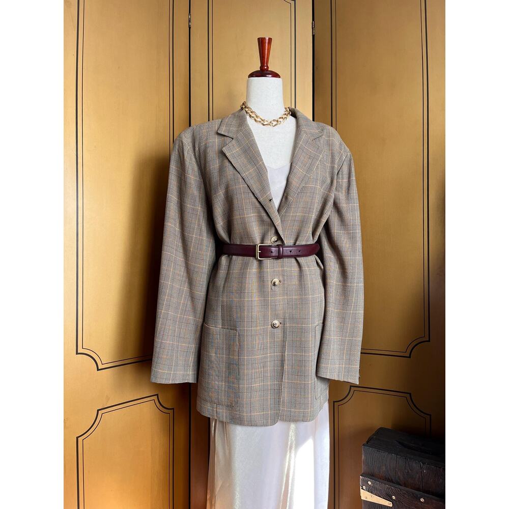 Vintage wool jacket with Prince of Wales pattern by Emanuel Ungaro, size XL